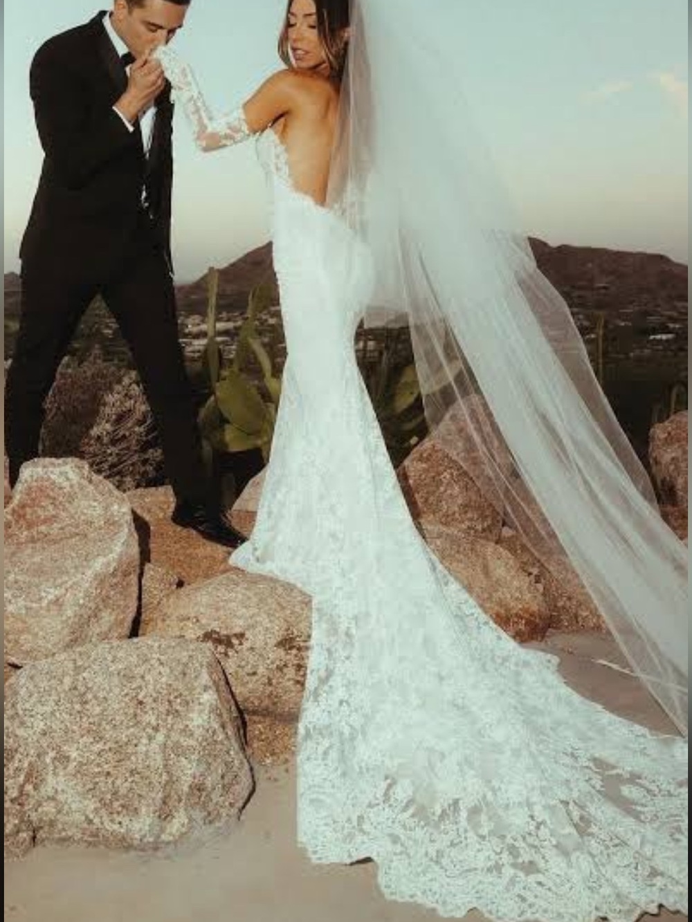 Strapless Lace Mermaid Wedding Dress in Ivory